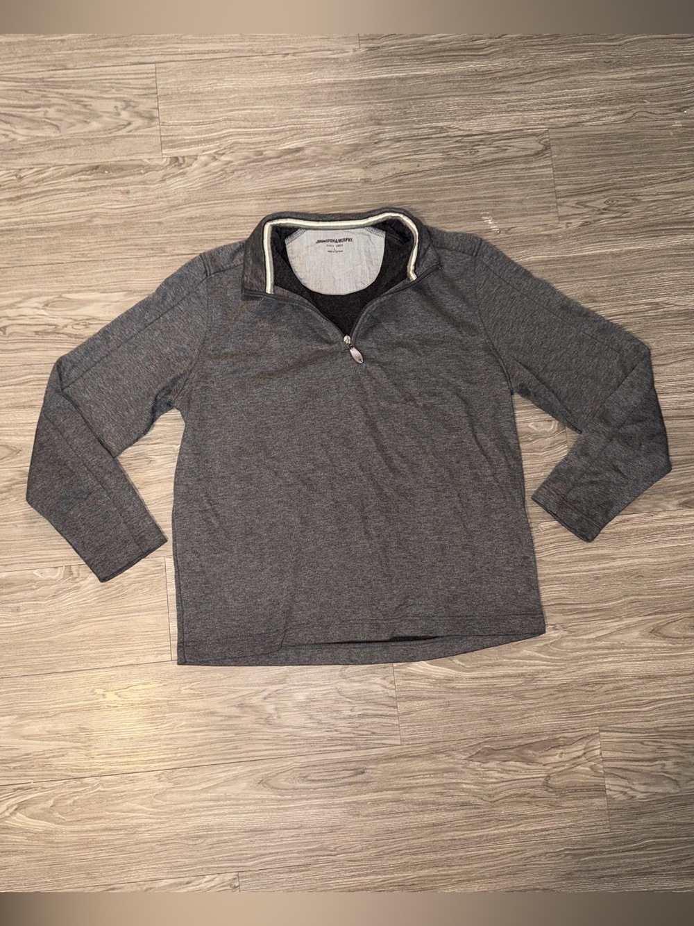 Johnston & Murphy Sweater Mens L Grey Solid Quarter Zip XC4 Extreme Comfort